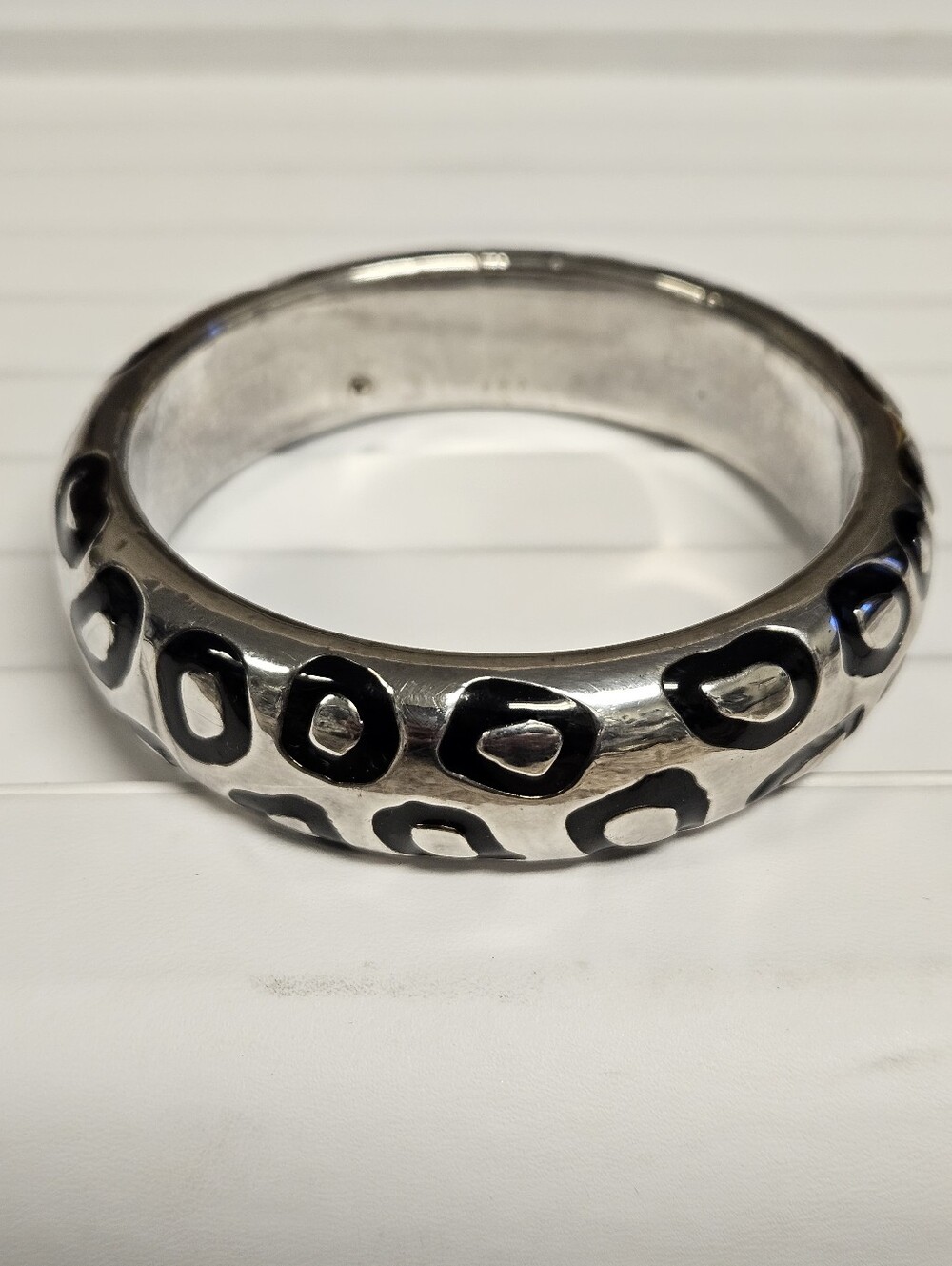 Simon Sebbag Sterling Cheetah Print Enamel Bangle